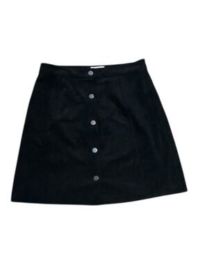 Aritzia Wilfred Black Suede Button-Front Mini Skirt